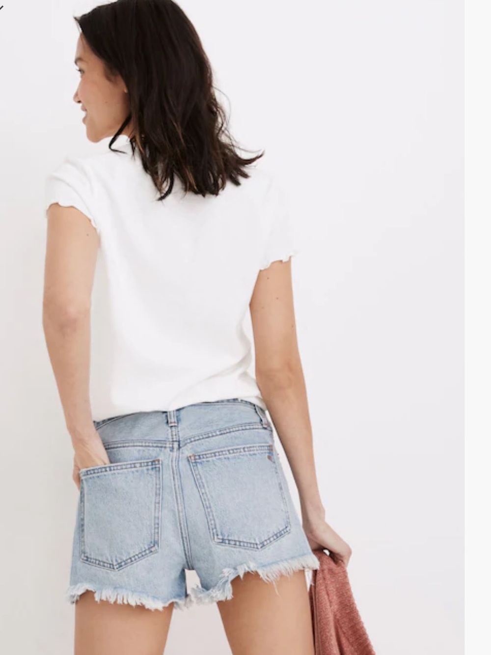 Madewell Relaxed Denim Shorts Cedarcroft Wash Size 31 Distressed Raw Hem - Picture 3 of 12